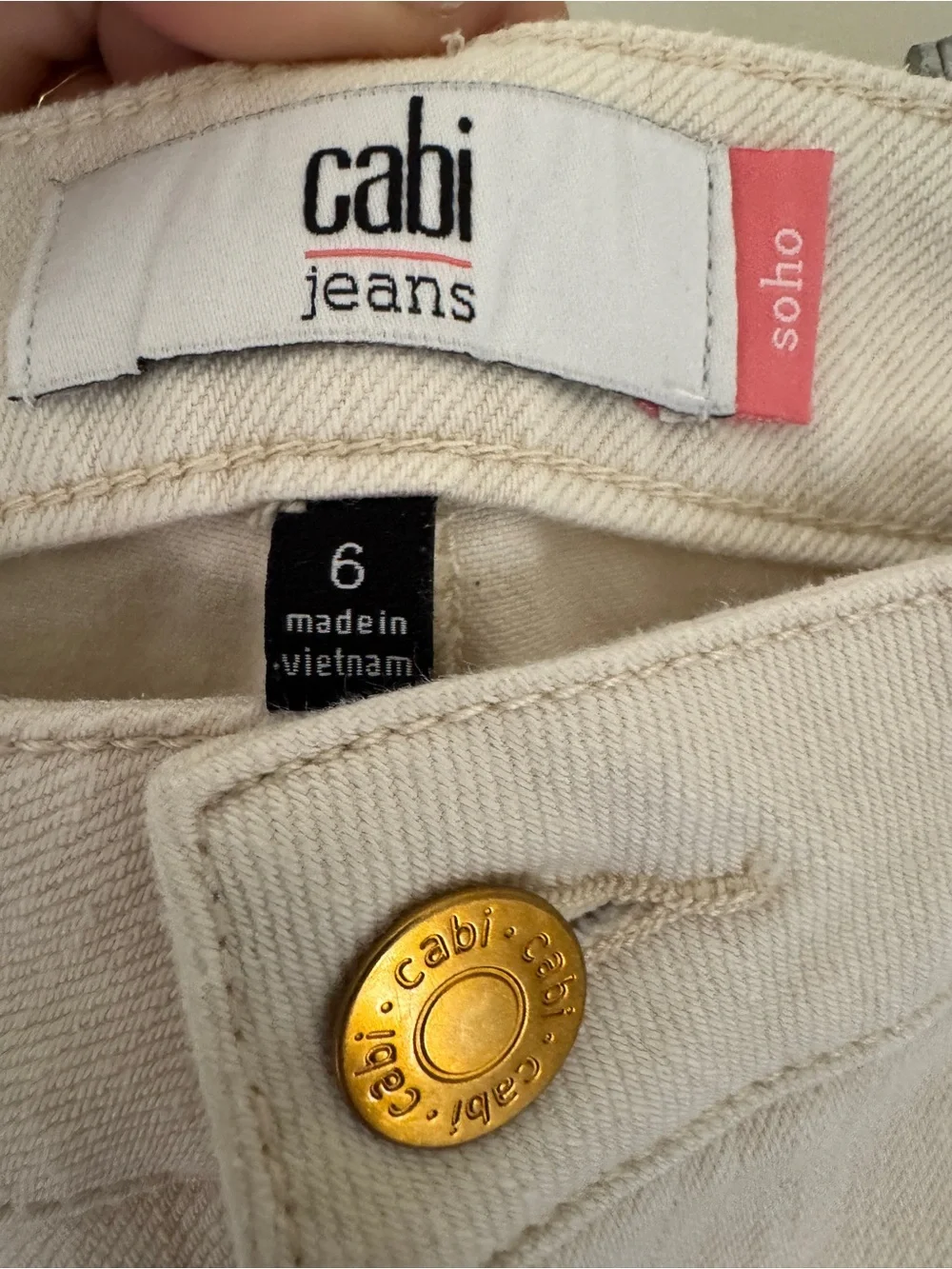 CAbi Soho Cropped Jeans in Cream - Picture 5 of 8